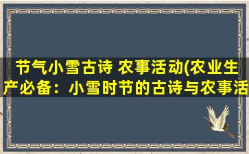 节气小雪古诗 农事活动(农业生产必备：小雪时节的古诗与农事活动)